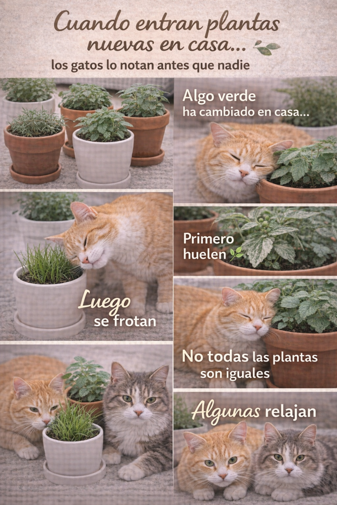 infografia gato rodeado de catnip y otras hierbas